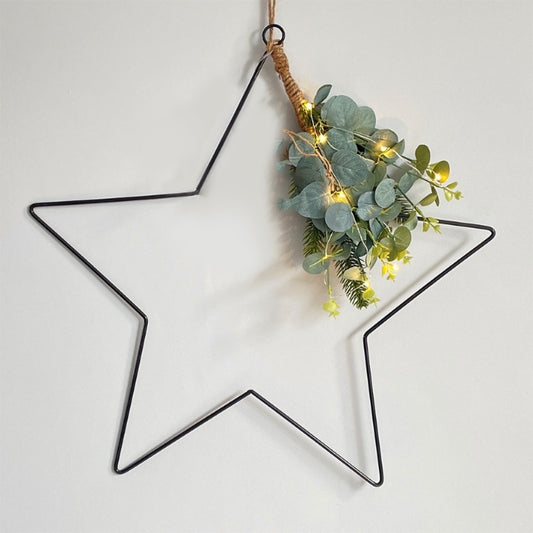 Extra Large Black Wire Star With LED Foliage - Party Seasons