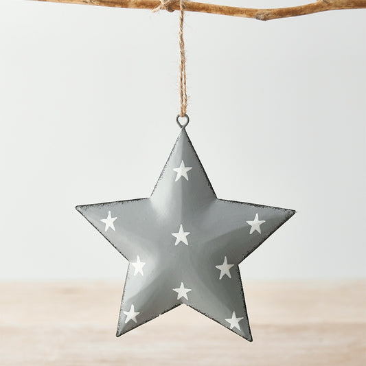 Grey Metal Star With Starry Print - Party Seasons